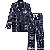 Cherrydew Women Bamboo Viscose Pajama Sets Super Soft Comfy Breathable Cooling Sleepwear Long Sleeve Button Down Loungewear