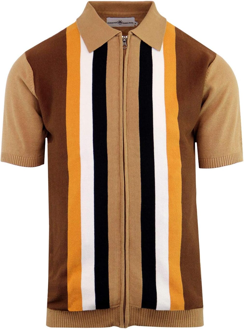 Madcap England Men's Retro 70s Victor Zip Through Polo Cardigan
