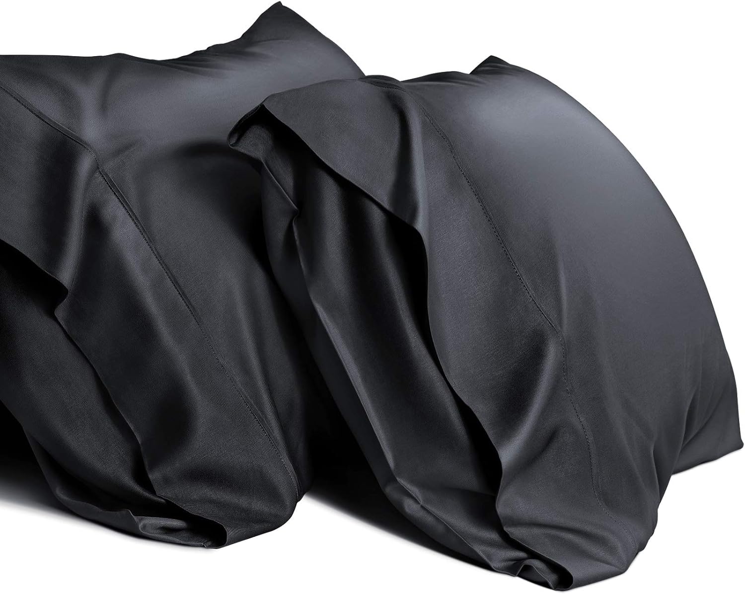 Ocness Cooling Bamboo Pillowcases King Pillow Cases Set of 2 Breathable Cool Ultra Soft Silky Moisture Wicking Material, Hair and Skin Friendly,Black, 2 Pack,20x40 inches