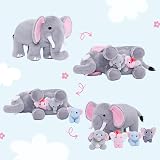 OUOZZZ 14” Elephant Plush Mummy and Babies Family Set with 4 Inside view 4