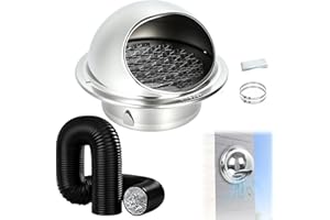 4 Inch Dryer Vent Cover Outside with Dryer Vent Hose Kit, Stainless Steel Wall Vent Cover with Fly Screen, Sealing Tape, 2 Cl