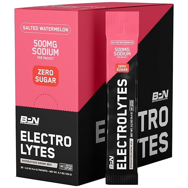BARE PERFORMANCE NUTRITION BPN ELECTROLYTES GO PACKS HYDRATION DRINK MIX | SUGAR FREE ELECTROLYTE POWDER | 500MG SODIUM PER SERVING | NATURALLY SWEETENED | SALTED WATERMELON, 30 SERVINGS