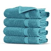 Towel Bazaar Premium Cotton Super Soft and Absorbent Turkish Towels (4-Piece Washcloth, Aqua Blue)