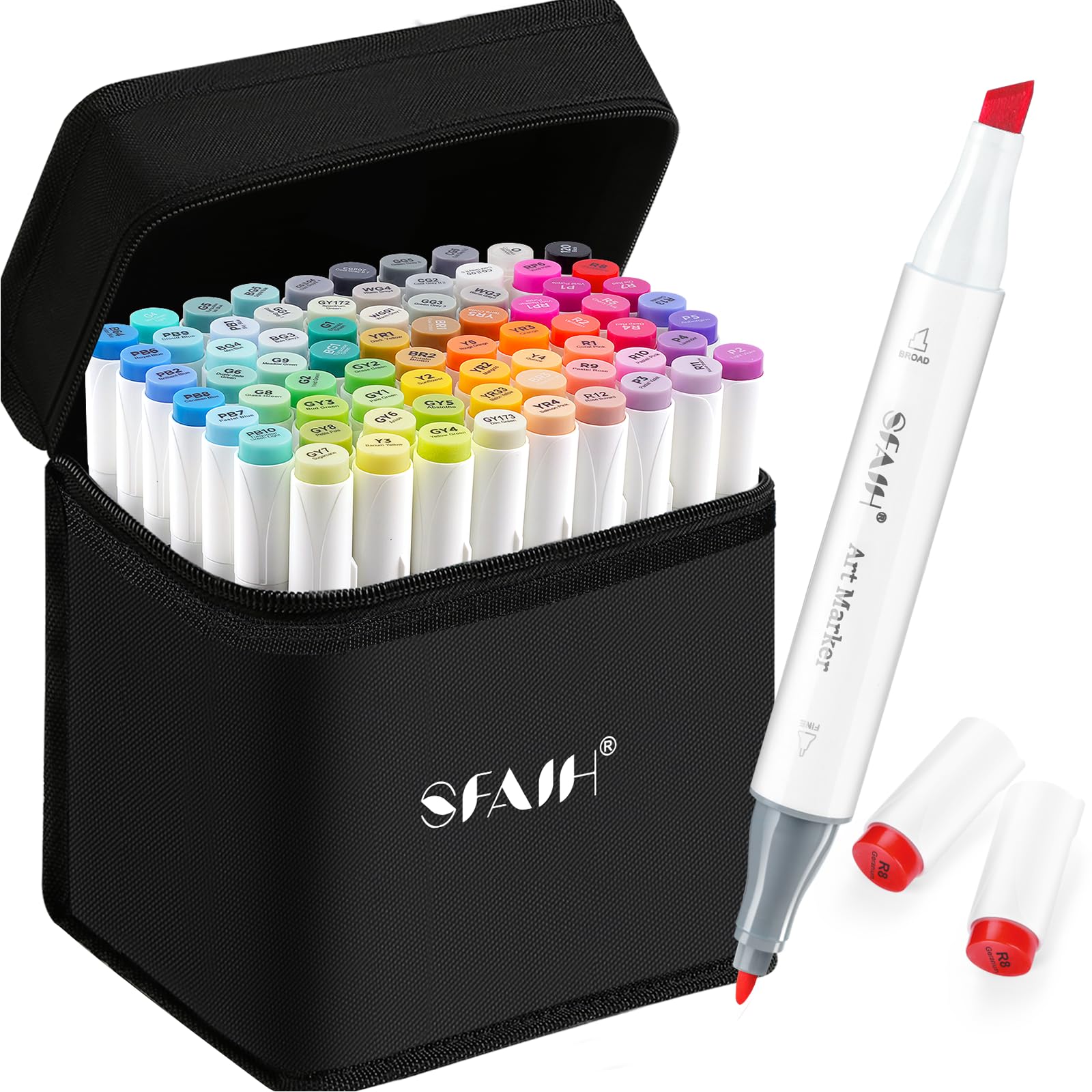 SFAIH Alcohol Markers Fine Tip & Chisel Tip - 72 Colors Double Tipped Art Markers for Adult Coloring Books Illustration, Gifts for Artist Adult - Refillable Alcohol-based Ink Image SFAIH Alcohol Markers Fine Tip & Chisel Tip - 72 Colors Double Tipped Art Markers for Adult Coloring Books Illustration, Gifts for Artist Adult - Refillable Alcohol-based Ink Image