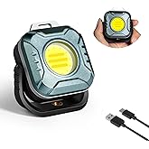 Gabujau Rechargeable Magnetic Work Light, 500 Lumens Floodlight 1200 mAh LED Portable Lamp, 2.9 Oz Mini Supersmall for Emergency Nighttime Auto Repair, Birthday Gifts for Husband and Father, Grey