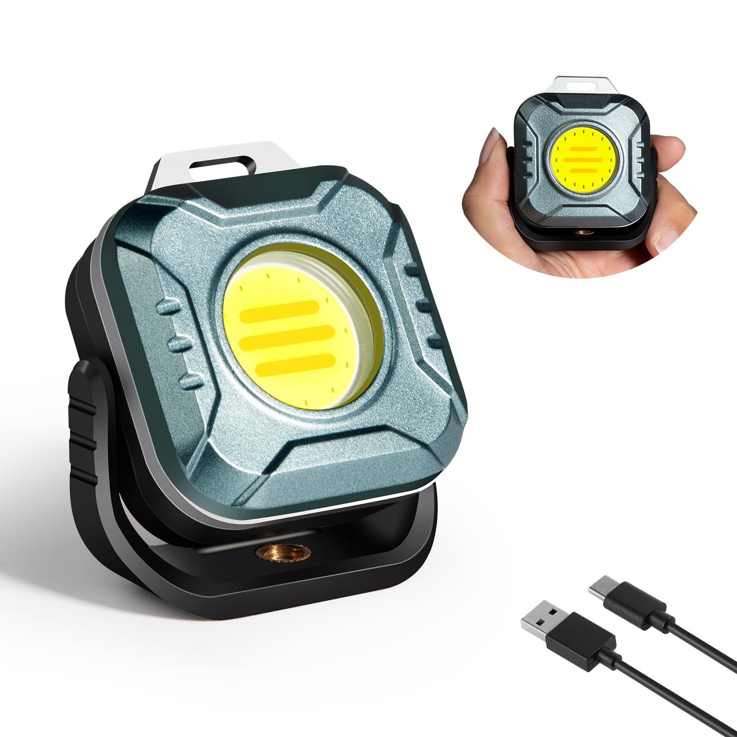 Photo 1 of Gabujau Rechargeable Work Light Mini, 500 Lumens 1200 mAh Magnetic Led Portable Lamp, 2.9 Oz Supersmall for Emergency Nighttime Auto Repair, Birthday Gifts for Husband and Father, Grey