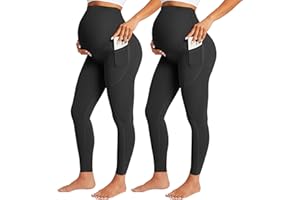 BONVIGOR Nudi Maternity Leggings Over The Belly Pregnancy Leggings with Pockets Workout Activewear Yoga Pants
