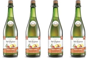 Val de France, Non-Alcoholic, Reduced Calorie, Organic and OU Kosher Sparkling Juice (Peach), 25.4 Fl Oz (Pack of 4)