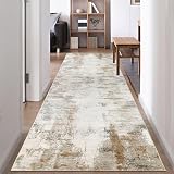 Famibay Hallway Runner Rug 80x300CM Non Slip Long Beige Brown Washable