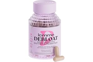 Lemme Debloat 3-in-1 Prebiotic, Probiotic & Digestive Enzyme Capsules for Bloating & Gas Relief - 2 Clinically Studied Probiotics w/5 Digestive Enzymes to Improve Digestion, Women & Men, (60 Count)