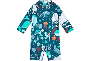 upandfast Baby Boys/Girls Zipper Swimwear with Snap Bottom UPF 50+ Sun Protection Toddler One Piece Swimsuit