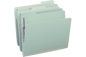 Smead Pressboard Fastener File Folder with SafeSHIELD Fasteners, 2 Fasteners, 1/3-Cut Tab, 1" Expansion, Letter Size, Gray/Green, 25 per Box (14931)