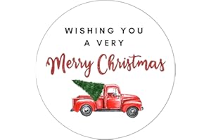 Mobiusea Creation Merry Christmas Stickers | Envelope Seals | 1.4 inch | Red Truck Labels | Waterproof | 90-Pack for Christmas Gifts, Holiday Stickers for Envelopes, Holiday Cards