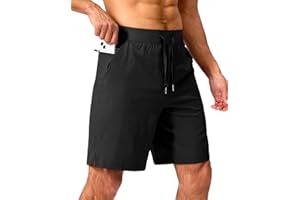 SOOTHFEEL Men's Running Shorts with Zipper Pockets 9 Inch/ 7 Inch / 5 Inch Lightweight Quick Dry Gym Workout Athletic Shorts for Men