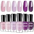 Morovan Nail Polish Set Fingernail: Lilac Light Purple Quick Dry Nail Polish Kit 0.25oz Lavender Regular Pack Glossy Finger Nail Polish Gifts for Women