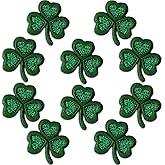 Laughing Lizards Small Shamrock Patches (10-Pack) Three Leaf Clover St. Patrick's Day Iron On Appliques for Clothing, Uniforms, Hats, Backpacks, Jackets, Pants, Accessories, Etc