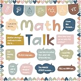 CHUNNIN Boho Math Talk Bulletin Board Classroom Cutouts Decor Set | Thick Coated Paper, Educational Mathematics Learning Posters, Visual Sentence Starters for Elementary Middle School Teachers