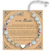 Freeunfet Best Friend Gift for Women Natural Stone Beads Friendship Bracelet with Heart Charm, Soul Sister Jewelry, Adjustable Stainless Steel BFF Gift