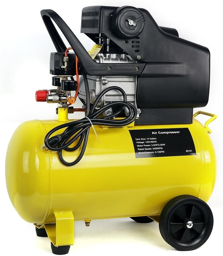 [US Stock] Kissemoj Heavy Duty 3.5 HP x 10 Gallon Air Compressor 125PSI Adjustable Pressure