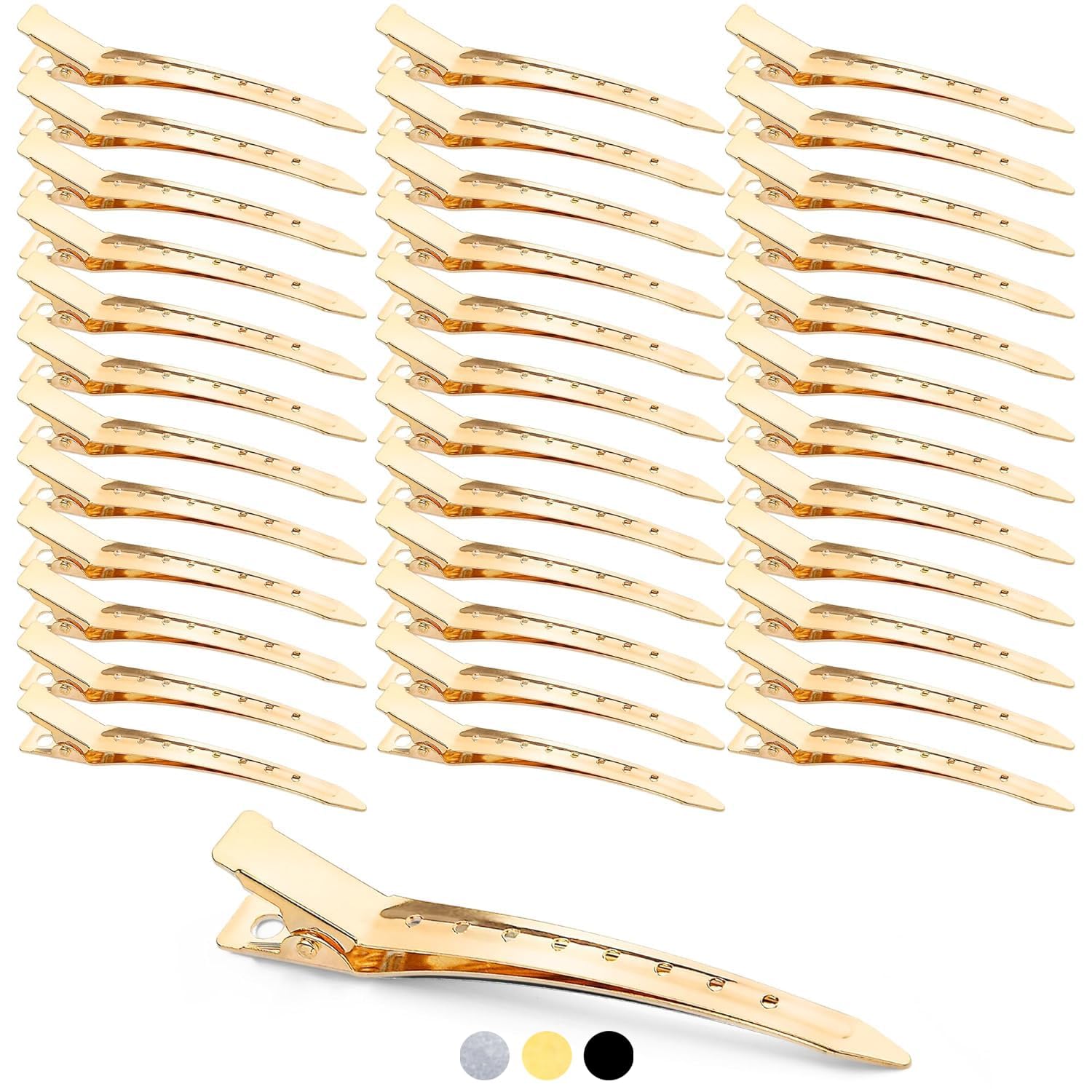 Mbsomnus 36pcs Hair Clips Women Gold Hair Clips for Styling 3.5 Inch Sectioning Hair Clips Metal Duckbill Hair Clips Pin Curl Clips Hairdressing Clips Alligator Curl Clips for Women Girls Salon
