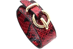 SHIMERITI Punk Rock Snakeskin Pattern Wide Pu Leather Adjustable Cuff Bracelet