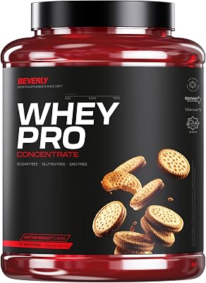 Beverly WHEY PRO 2 kg – Whey Protein Concentrate Premium | 28 g Proteína por Toma | 58 Servicios | Ganancia Muscular Rápida y Recuperación | Ideal Gym y Fitness (2 Kg, Butter Biscuit)
