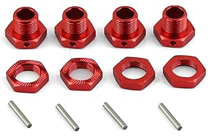 YOYOHOBBY 17mm Wheel Hex 4pcs Wheel Nut 4pcs Aluminum Alloy w/Pins for ARRMA Typhon 6S Mojave Upgrades Parts (Red)