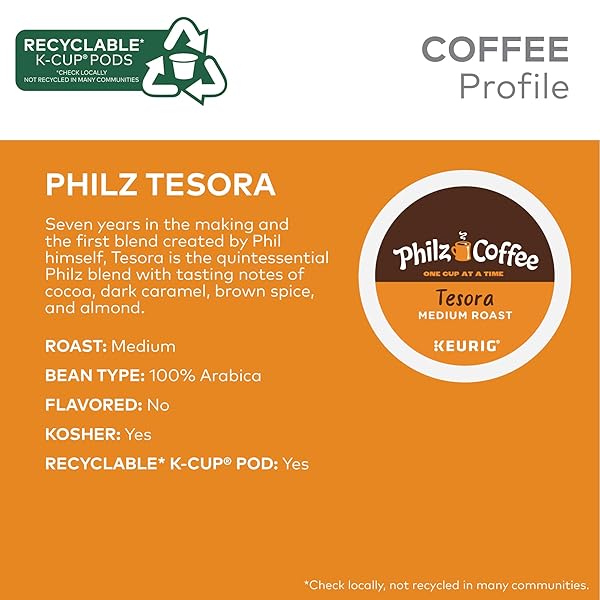 PHILZ COFFEE TESORA K-CUP® POD COFFEE, SINGLE SERVE KEURIG® K-CUP® PODS, MEDIUM ROAST COFFEE, 20 COUNT