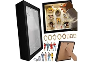Picture Frame DIY Mini Museum Silhouette Box, Shadow Box Frame Display Case, Personalized Photo Shadow Boxes Display with 7pc