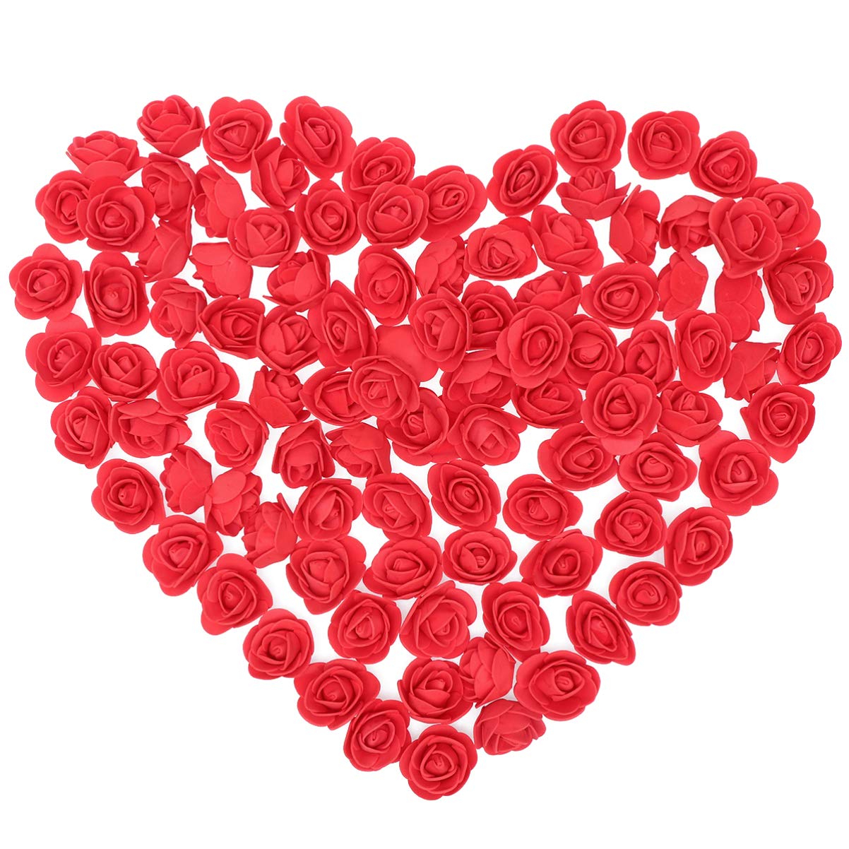 Holibanna 100pcs Foam Rose Head 3.5cm Artificial Rose Flower Head for DIY Bear Doll Wedding Bouquets Decoration (Red)
