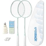 MBFISH Badminton Racket Set with 2 Carbon Fiber