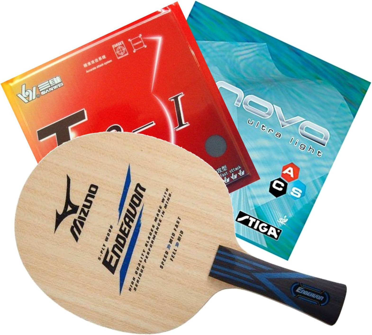 Table Tennis Racket Mizuno Endeavor FL Handle + Sanwei T88-I + Stiga Innova Ultra Light Rubber