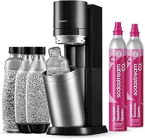 SodaStream Wassersprudler DUO mit 2x Quick-Connect CO2-Zylinder| inkl. 2x 1L Glasflasche und 2x 1L FUSE Kunststoffflasche (spülmaschinengeeignet) |
