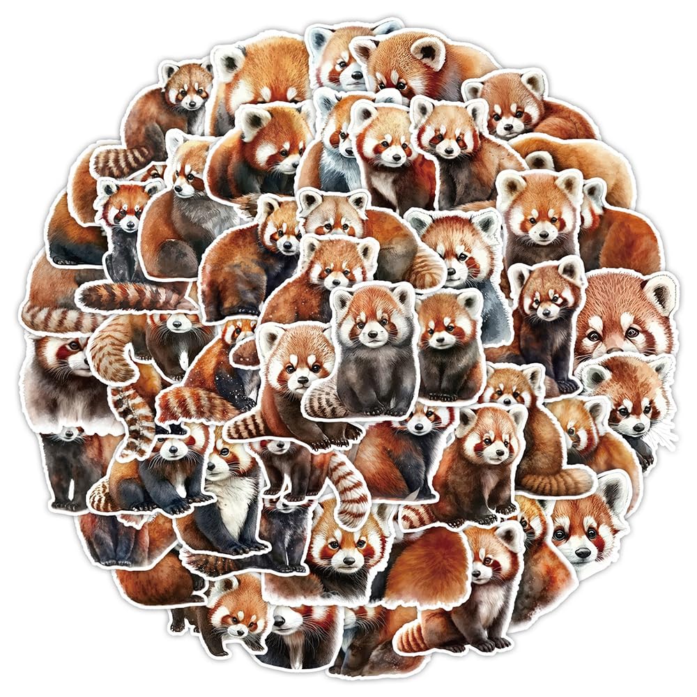 Cute Red Panda Vinyl Stickers, 50 PCS Waterproof Realistic Animal Decals for Laptops, Scrapbooking, Journals, Notebooks, Water Bottles, Suitcases, Phones & DIY Decor