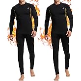 CL convallaria 2 Pack Mens Thermal Underwear Fleece Lined Long Johns Winter Base Layer Cold Weather Hunting Gear