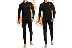 CL convallaria 2 Pack Mens Thermal Underwear Fleece Lined Long Johns Winter Base Layer Cold Weather Hunting Gear
