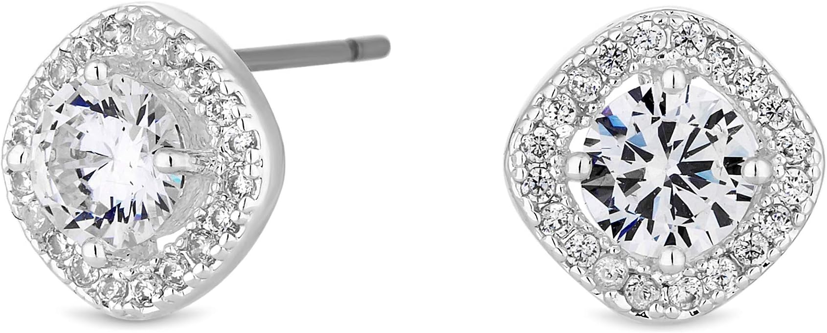 Jon RichardWomen's Silver Plated Clear Cubic Zirconia Square Clara Stud Earring
