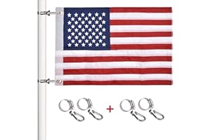 FLAGMESAGE Universal Boat Flag Marine 16"x24" with 4 Boat Flag Pole Kits USA Flag with 50 Embroidered Stars American Boat Flag