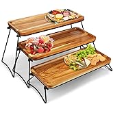 Manspdier 3 Tier Cupcake Stand & Towers Serving Tray for Party, Acacia Wooden Dessert Table Display Set, Decorative Tiered Decor Small Chees Charcuterie Boards Rustic Wood Platters Trays, (A010)