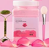Jelly Face Mask for Facials - Bulgarian Rose Hydrating, Brightening & Nourishing Jelly Mask with Free Jade Roller & Spatula |