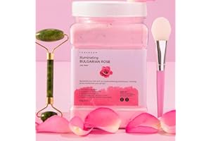 Jelly Face Mask for Facials - Bulgarian Rose Hydrating, Brightening & Nourishing Jelly Mask with Free Jade Roller & Spatula |