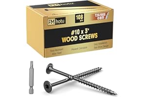 FMHOTU #10 x 3” Deck Screws, 108Pcs Star Drive Wood Screws, Rust Resistant Timber Screws for Timber/Log/Landscaping Wood, T25 Star Bit Included, Black