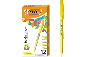 BIC Brite Liner Highlighters, Chisel Tip, 12-Count Pack of Yellow Highlighters, Ideal Highlighter Set for Organizing and Coloring
