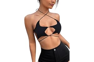ELLA LUST Rave Star Top for Women - EDC Festival Sexy Halter Party Dance Bra Backless Strappy Crisscross Wrap Tie Outfits