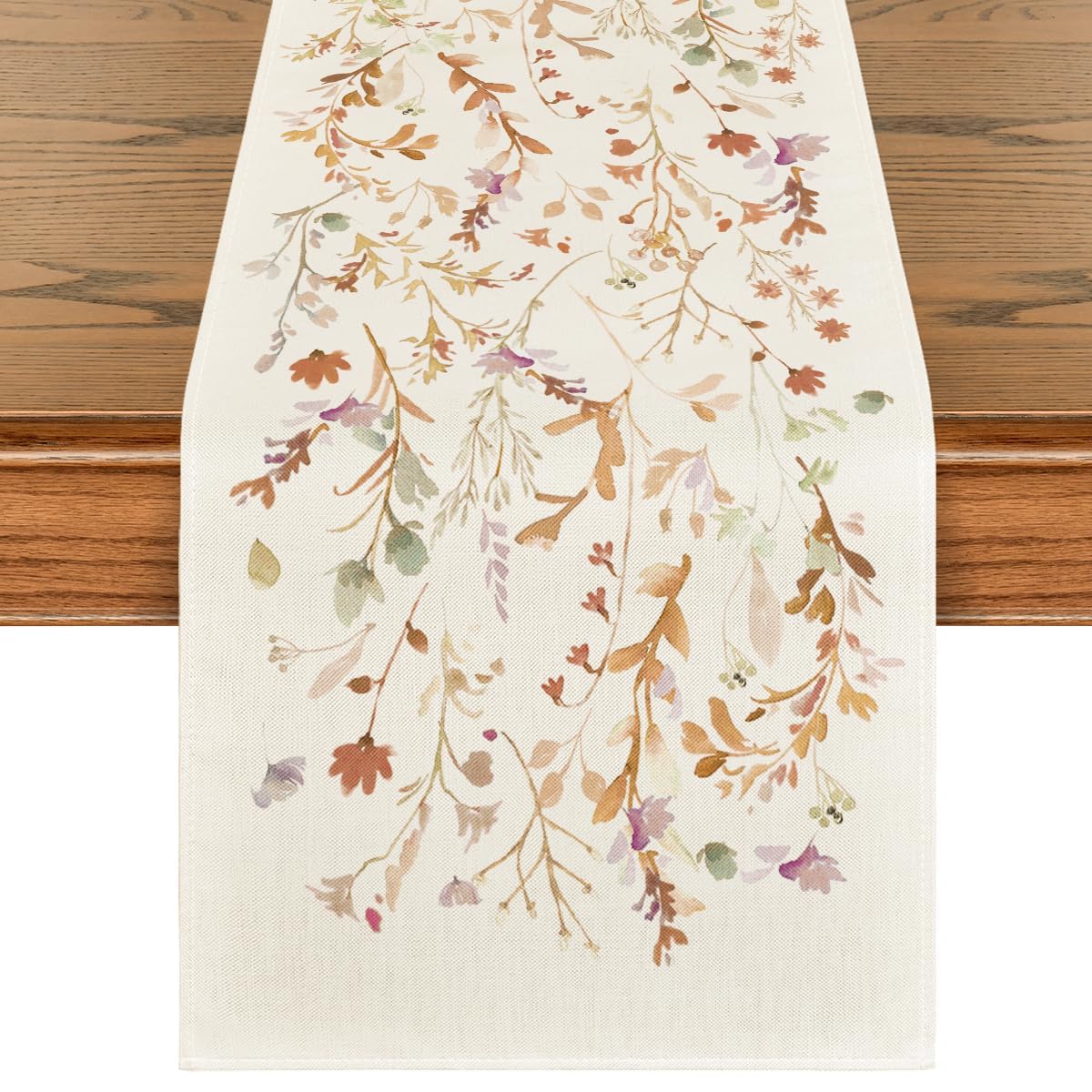 Leaves Autumn Table Runner - Autumn Table Decoration, Washable Table Linen for Kitchen and Dining Table, Decoration Autumn for Indoor Spaces, DIY Autumn Decoration for Table and Thanksgiving Party