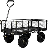 BILT HARD 400 lbs 10" Rubber Tires Steel Garden Cart with 180&deg; Rotating Handle and Removable Sides, 4 Cu.Ft Capacity Utility Heavy Duty Garden Carts and Wagons