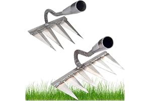 SVICCOOKQ Iron Rake,4 Tines and 6 Tines Weeding Rake Tool,Carbon Garden Hand Rake Heavy Duty Weeding Rake Iron Hoe Rake,for Backyard Gardening Weeding Loosening Farm Planting.