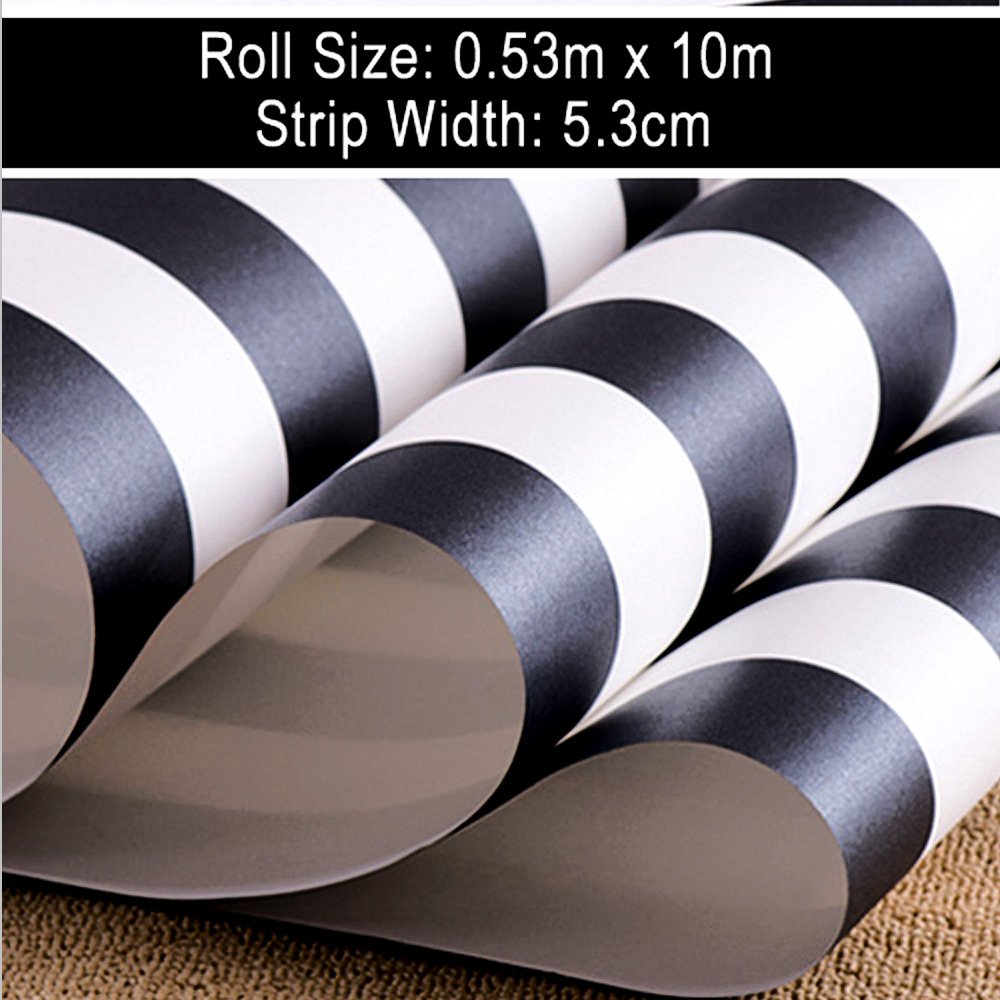 即納特典付き クラシックブラック ホワイトストライプ壁紙industrial Shop継手壁紙ロール 8インチx 33フィート B077p4vbq4 人気が高い Est40jal Edu Mx