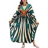 NFVNKJ Kaftan Dresses for Women Plus Size Caftan Swimsuit Cover Up, Boho Beach Dress with Batwing Sleeves