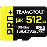 TEAMGROUP A2 Pro Plus Card 512GB Micro SDXC UHS-I U3 A2 V30, Read/Write up to 160/110 MB/s for Nintendo-Switch, Steam Deck, Tablets, Smartphones with Adapter TPPMSDX512GIA2V3003